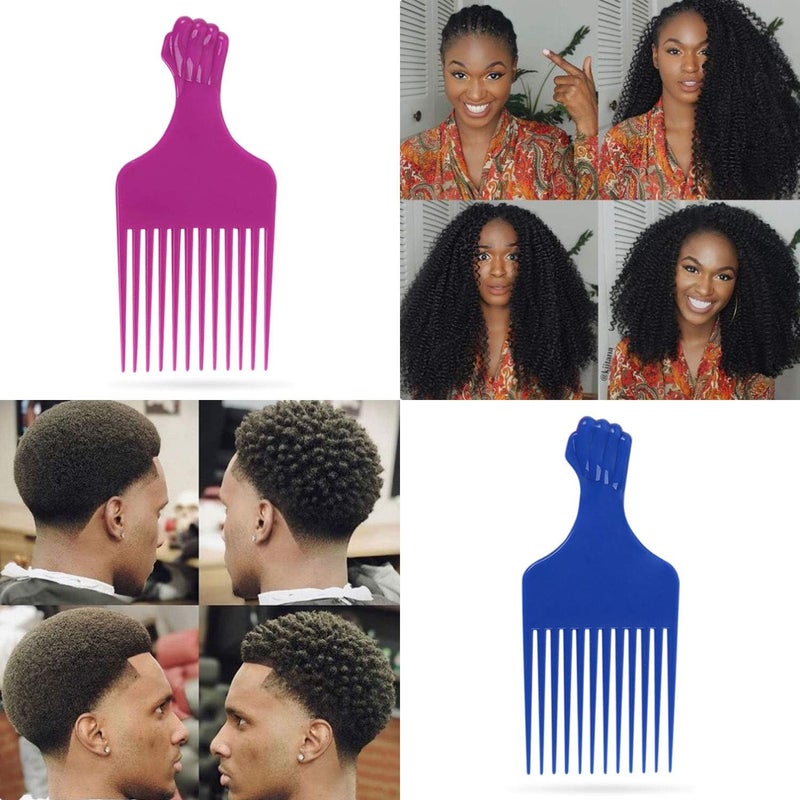 LEADUWAY Fist Picks for Curly and Afro Hair, Plastic 6.5 inch Lift Picks for Women and Men, Rainbow Set (6 PCS) - Image 5